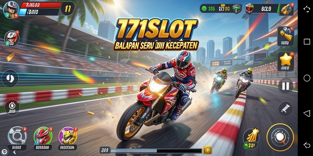 Gameplay mendebarkan di 171SLOT dengan mobil balap yang cepat.