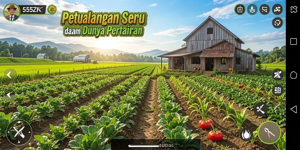 Tangkapan layar 555ZK menunjukkan gameplay seru dalam pertanian.