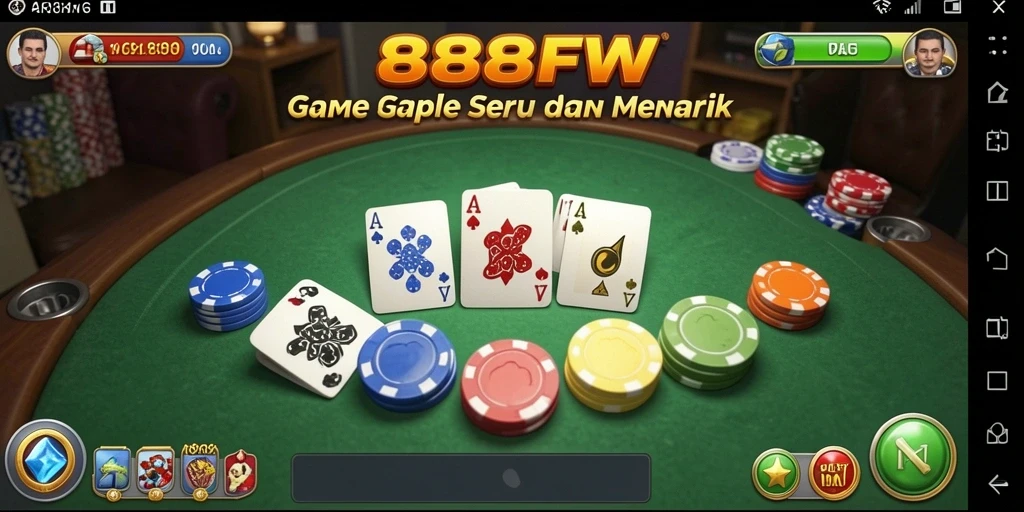 Screenshot gameplay 888FW yang menampilkan suasana seru permainan Gaple.