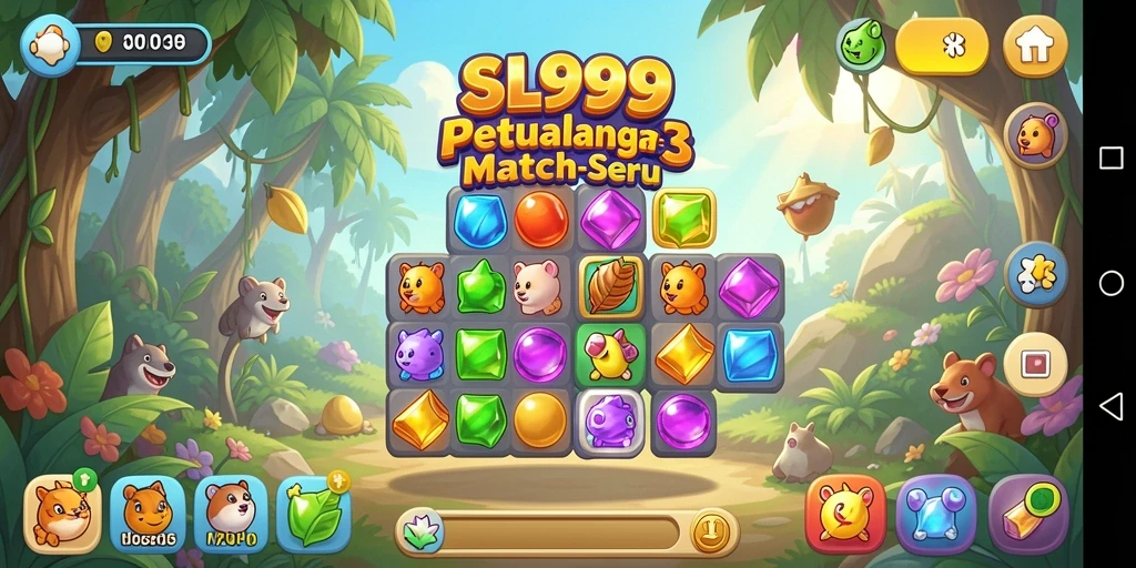 Gameplay SL999 yang penuh warna dan seru dalam mencocokkan objek.