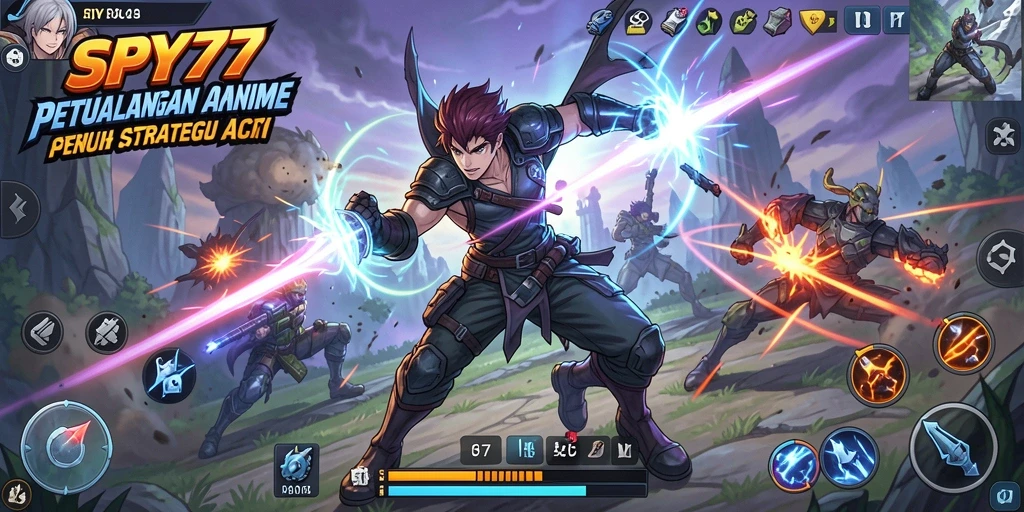 Tampilan gameplay SPY77 yang memukau dengan karakter Anime.