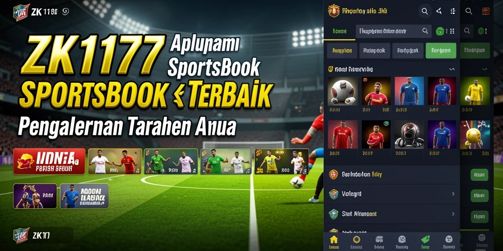 Tampilan utama aplikasi ZK1177 yang menampilkan fitur taruhan olahraga.